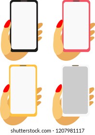 The mobile phone is in the hands.