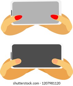 The mobile phone is in the hands.