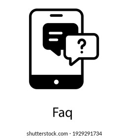 
Mobile phone having faq concept, solid icon