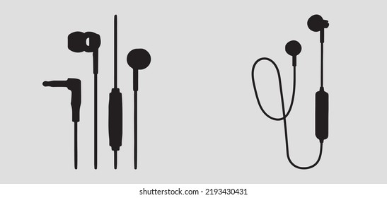 Silueta de auriculares con micrófono. Ilustración del vector