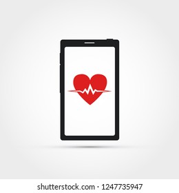 Mobile phone healthcare app vector logo 