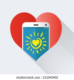 mobile phone with heart