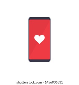 Mobile phone with heart icon on the screen