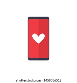 Mobile phone with heart icon on the screen