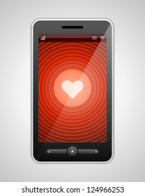 Mobile phone and heart icon vector illustration