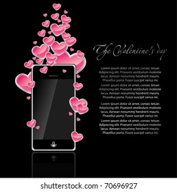 mobile phone  with  hearts