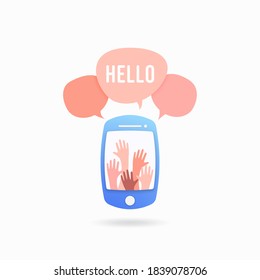 Teléfono móvil con saludos. Ilustración del vector
