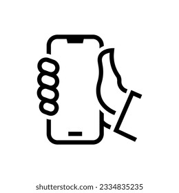 Mobile Phone Hold In Hand Flat Icon Vector Illustration