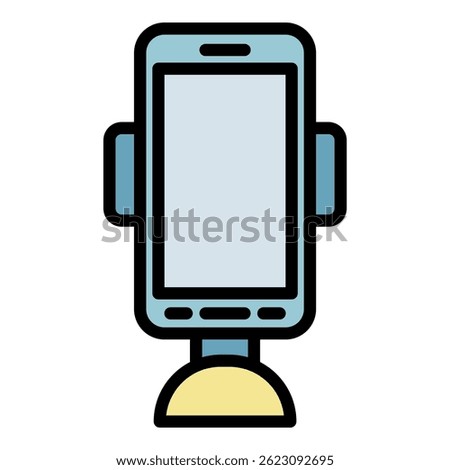 Mobile phone holder icon. Outline mobile phone holder vector icon color flat isolated