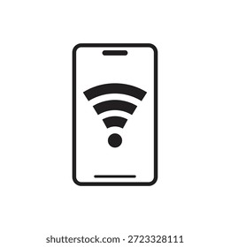 Mobile phone hotspot internet connectivity solid black icon