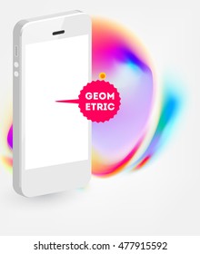 Mobile phone icon with abstract watercolor hipster background design.