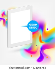 Mobile phone icon with abstract watercolor hipster background design.