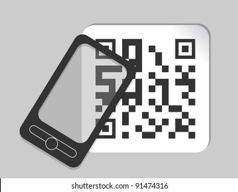 mobile phone icon with bar code