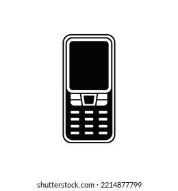 Mobile phone icon in black flat glyph, filled style isolated on white background
