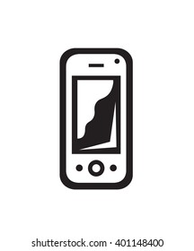Mobile phone icon. Black sign on white background