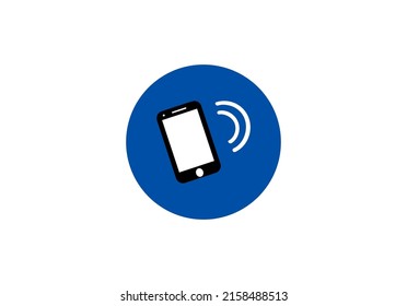 Icono de teléfono móvil En fondo de círculo azul.