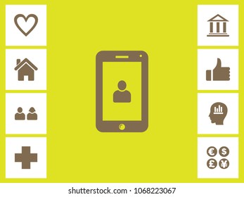 Mobile Phone Icon With Bonus Icons. Eps-10.