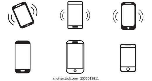 Ícone do celular. Símbolo do ícone Telefonema. Símbolos de toque de toque de ícone de vibração do celular. Status de chamada móvel de linha e glifo. Telefone celular Linha Ícone smartphone. Ilustração de vetor.