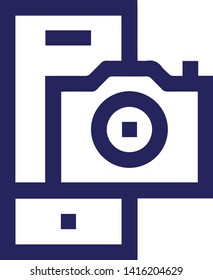 Mobile phone icon with camera flat style isolated on white background