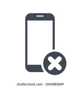 Mobile phone icon with cancel sign. Mobile phone icon and close, delete, remove symbol. Vector icon