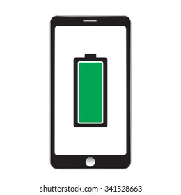 Mobile phone icon with charger and battery symbol vector illustration