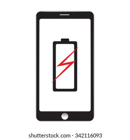 Mobile phone icon with charger and battery symbol vector illustration