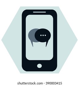 Mobile phone icon with Chat Flat Icon . Vector EPS 10.