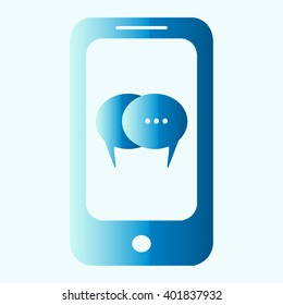 Mobile phone icon with Chat Flat Icon . Vector EPS 10