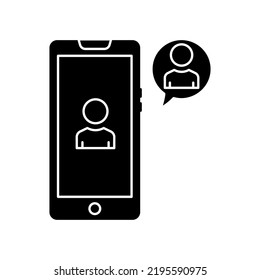 Mobile phone icon with chat and people. icon related to discussion, business. Glyph icon style, solid. Simple design editable