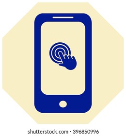 Mobile phone icon with click, hand icon 