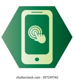 Mobile phone icon with click, hand icon 