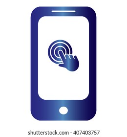 Mobile phone icon with click, hand icon 