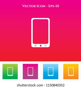 Mobile Phone Icon in Colored Square box. eps-10