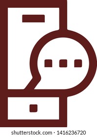 Mobile phone icon with conversation flat style isolated on white background