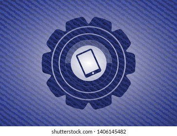 mobile phone icon with denim texture