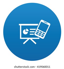 Mobile phone icon design on blue background,vector