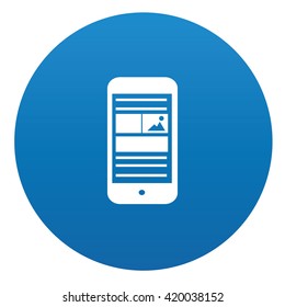 Mobile phone icon design on blue background,vector
