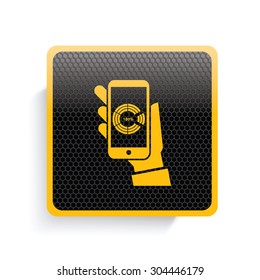 Mobile phone icon design,yellow version,clean vector