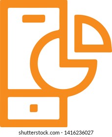Mobile phone icon with diagram flat style isolated on white background