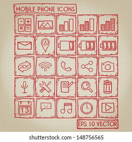 Mobile Phone Icon Doodle Set