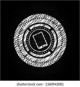 mobile phone icon drawn on a blackboard