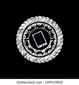 mobile phone icon drawn on a chalkboard