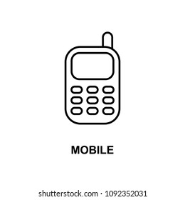 mobile phone icon. Element of simple web icon with name for mobile concept and web apps. Thin line mobile phone icon can be used for web and mobile on white background