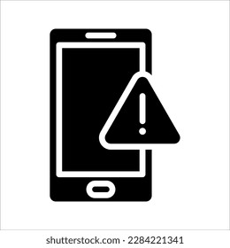 Mobile phone icon with exclamation mark. Mobile phone icon and alert, error, alarm, danger symbol. vector illustration on white background