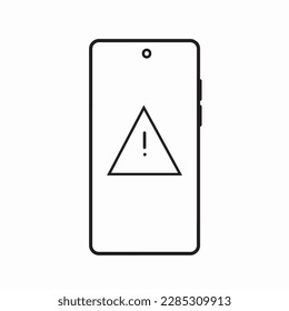 Icono de teléfono móvil con signo de exclamación y advertencia, vector, ilustración