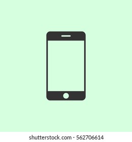 Mobile Phone icon flat. Grey vector symbol on green background