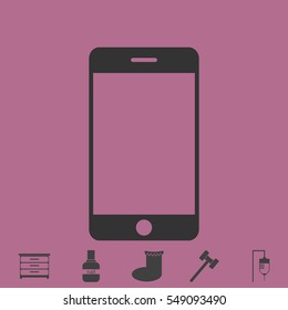 Mobile Phone icon flat. Simple vector grey pictogram and bonus symbol