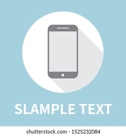Mobile phone icon in flat style -  On blue background. Vector design element 