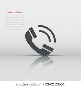Mobile phone icon in flat style. Telephone talk vector illustration on white isolated background. Hotline contact business concept.