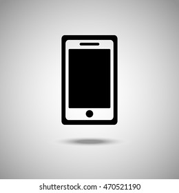 Mobile phone icon. Flat style. Grey background. Vector illustration.